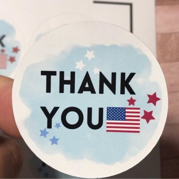 24 thank you patriotic American flag stickers size 2.10” - Picture 1 of 9